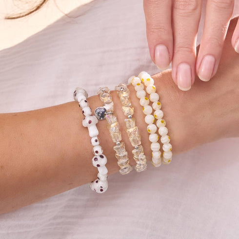 Huître | Argent sterling 925 | Bracelet de luxe en forme de champignon en verre Firefly